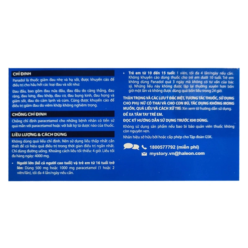 Panadol 500mg giúp giảm đau nhẹ, hạ sốt (10 vỉ x 12 viên) - 1